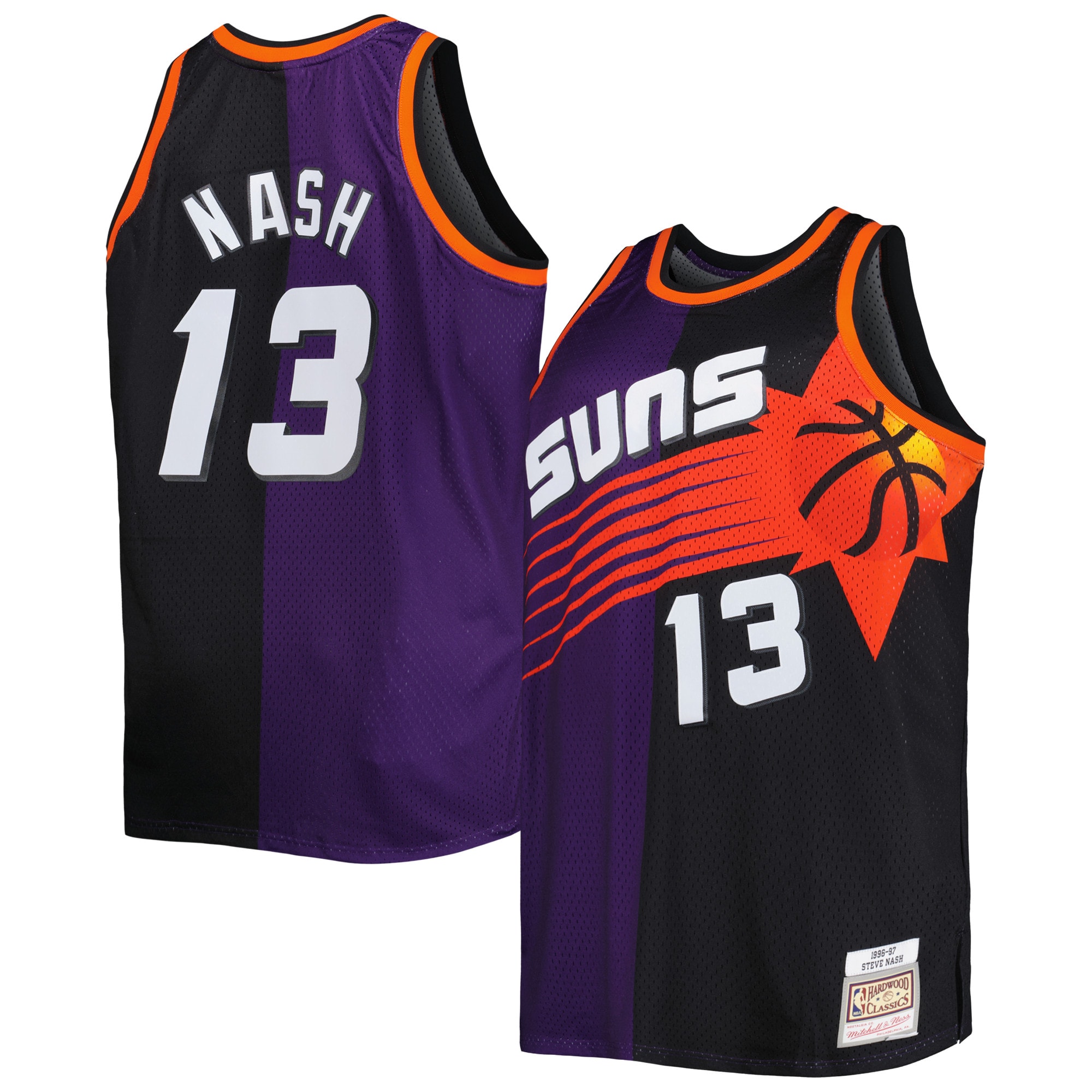 Steve Nash Phoenix Suns Mitchell & Ness Big & Tall Hardwood Classics 1996/97 Split Swingman Jersey – Purple/Black