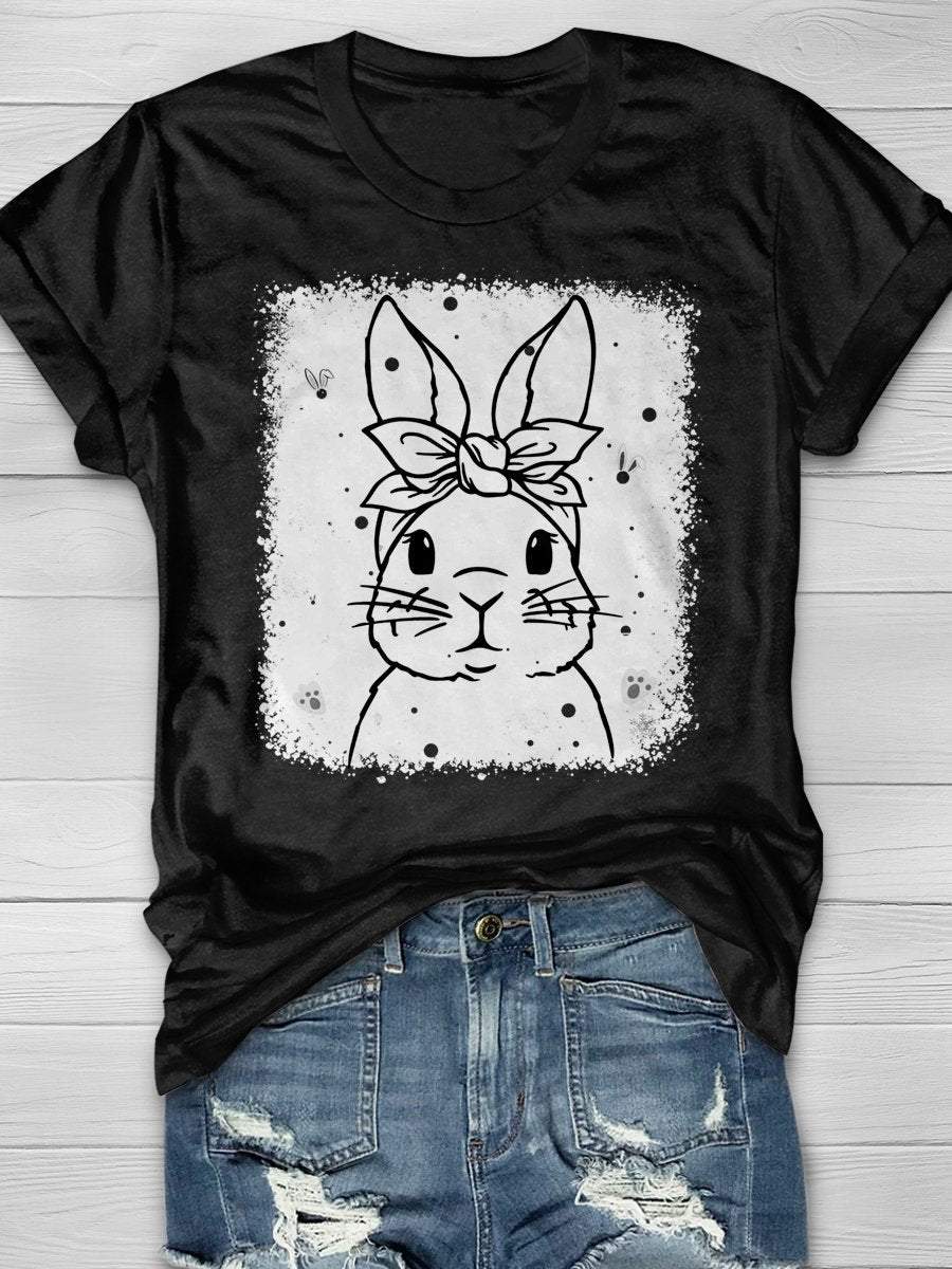 Easter Bunny Bleach Print Short Sleeve T-Shirt