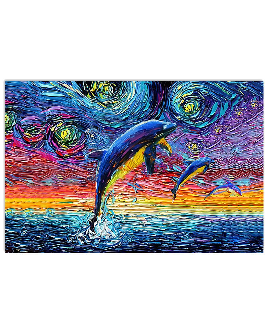 Dolphins Van Gogh Poster And Canvas, Wall Decor, Wall Art, Canvas Instructure, Wall Art, Poster Store, Wall Decals, Canvas Wall Art