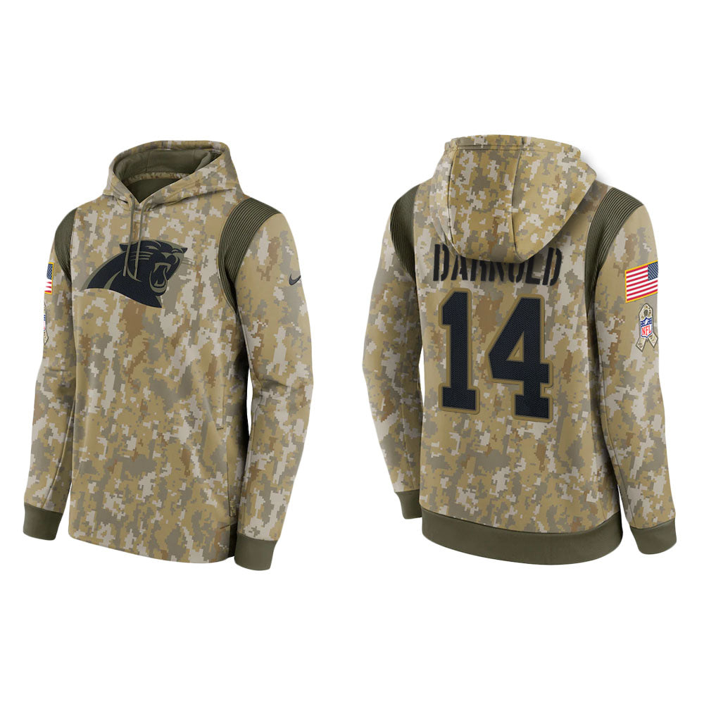 Sam Darnold Carolina Panthers Camo 2021 Salute To Service Veterans Day Therma Pullover Hoodie