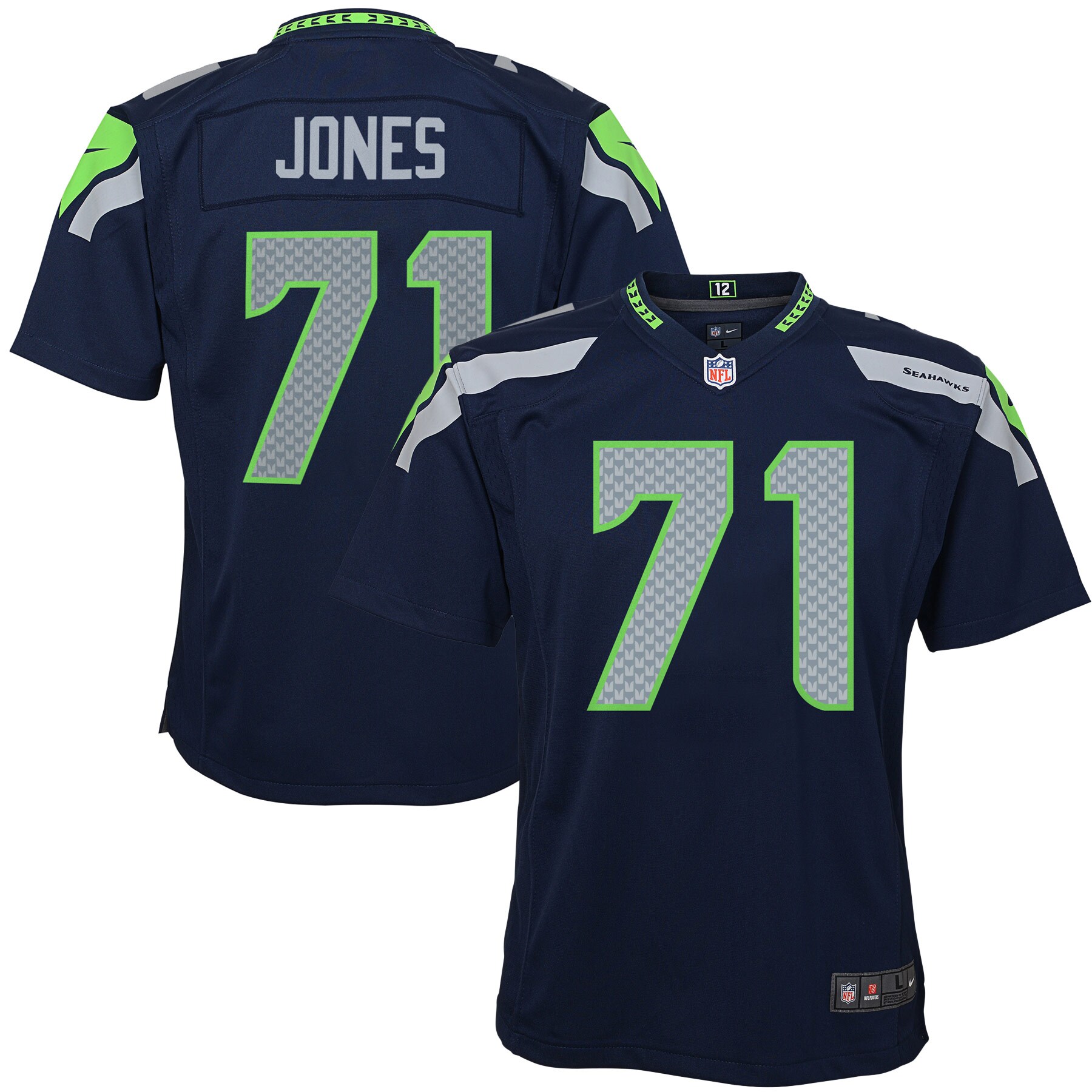 Youth Seattle Seahawks Walter Jones Navy Blue Retired Game Jersey