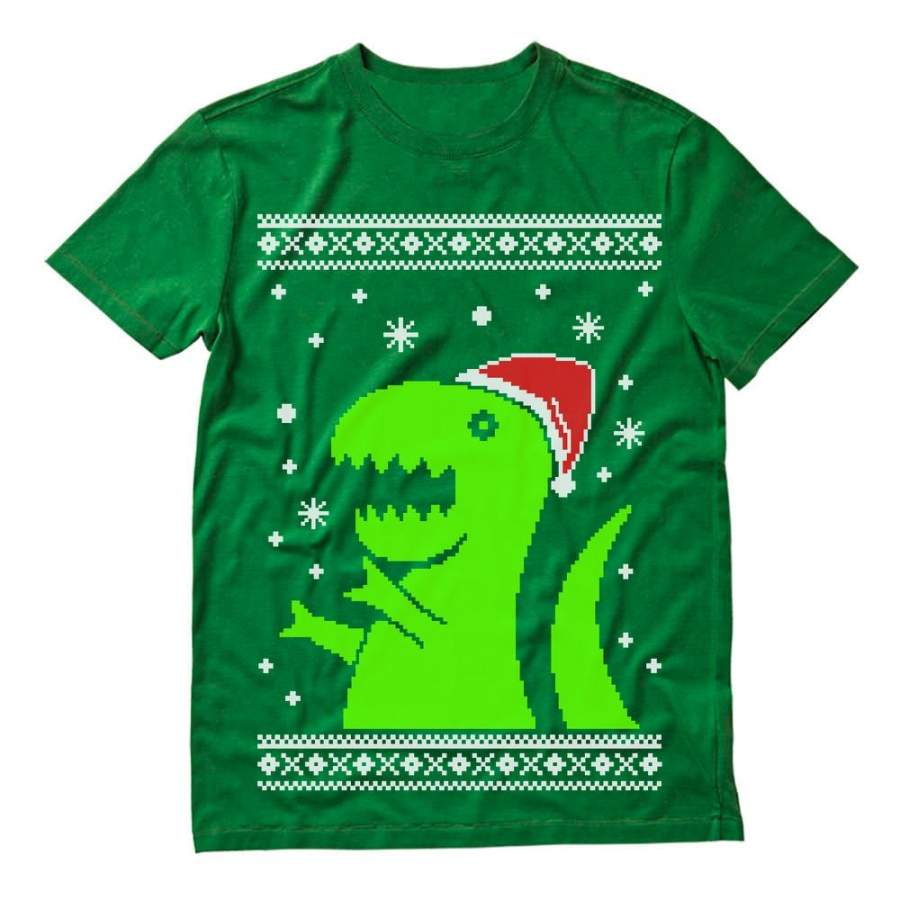 Big Green Trex Santa Ugly Christmas Sweater Funny Xmas T-Shirt