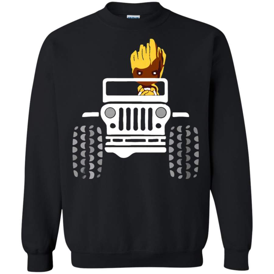 AGR Baby Groot Drive A Jeep Car Sweatshirt