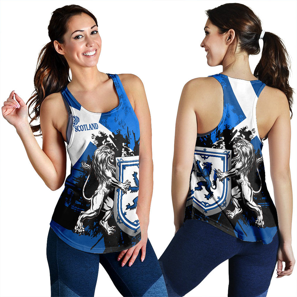 Wonder Print Shop Clothing – Scotland Royal Banner Lion Blue Concept Racerback Tank