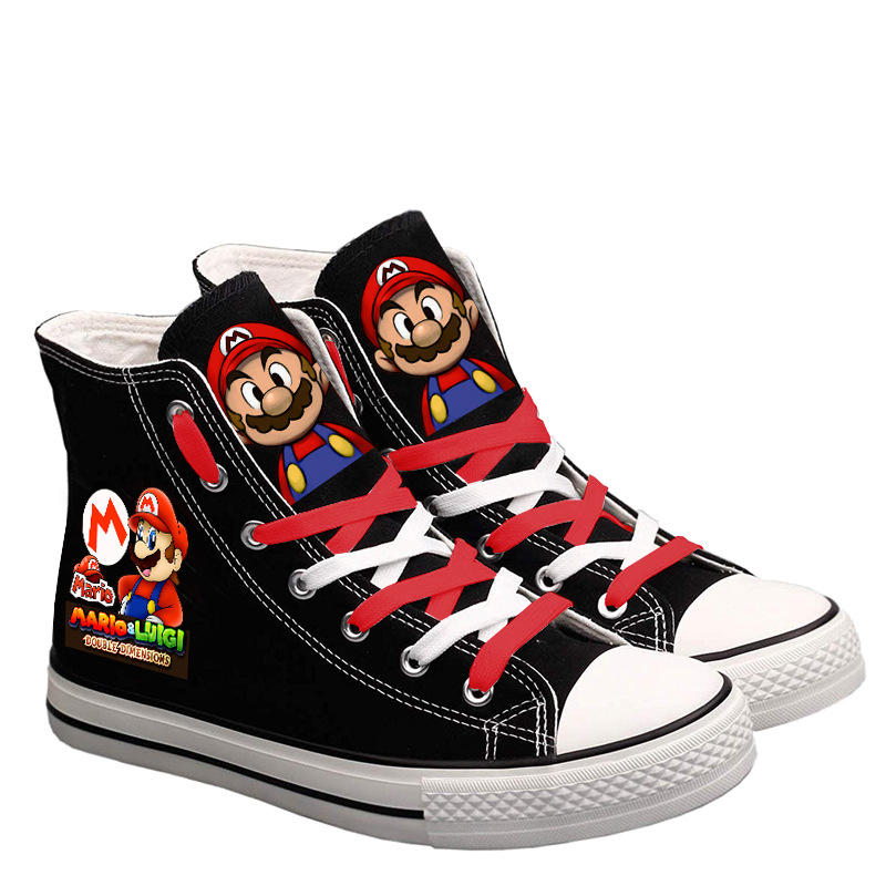 2022 Cute Super Mario Printed Sneakers Women Men Canvas Cartoon Casual Teenagers Student Boy and Girl Sports Shoes alx