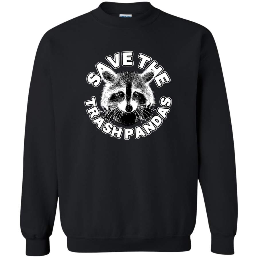 AGR Save the Trash Pandas Raccoon Animal T-shirt Crewneck Pullover Sweatshirt