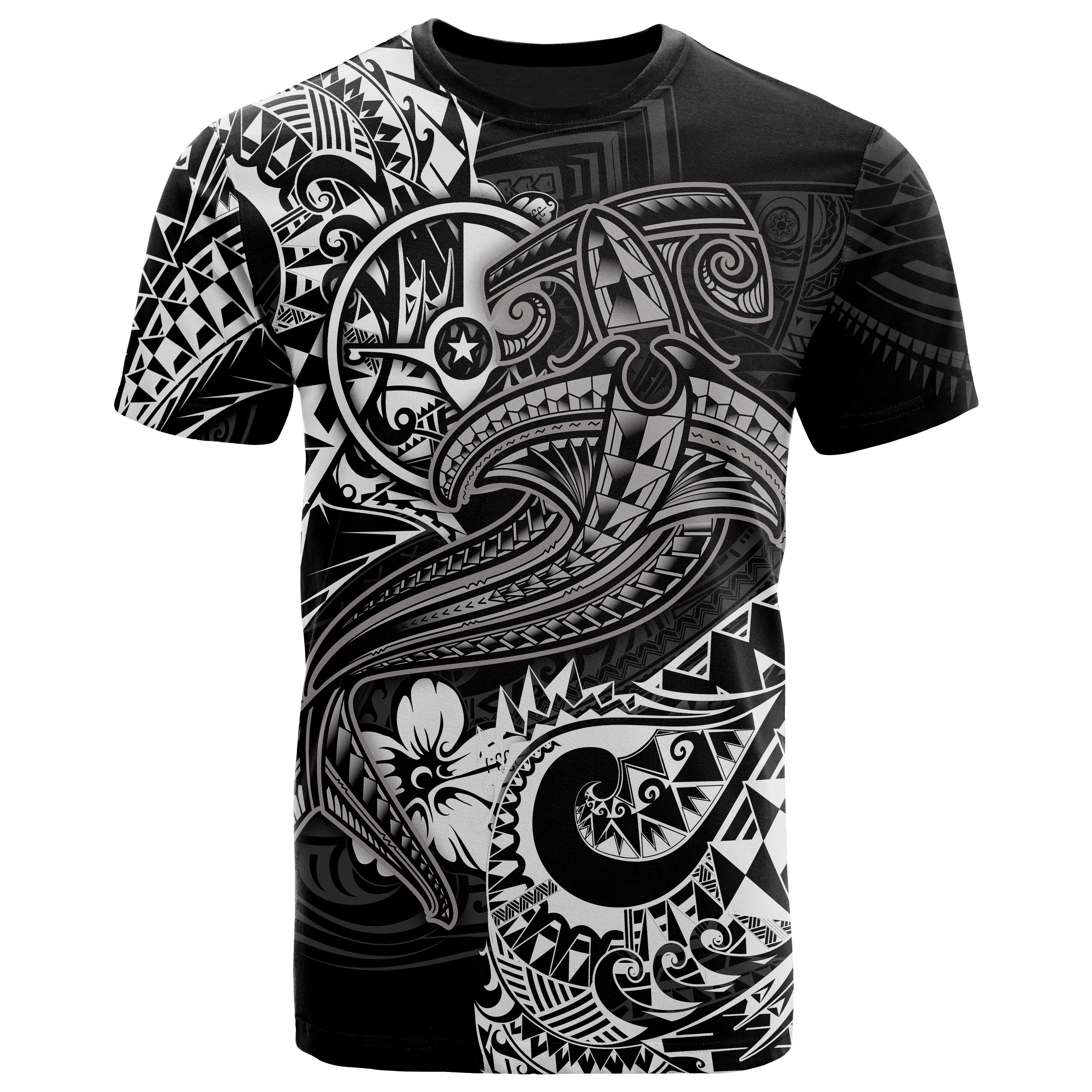 Yap T-Shirt  – White Shark Polynesian Tattoo – BN18