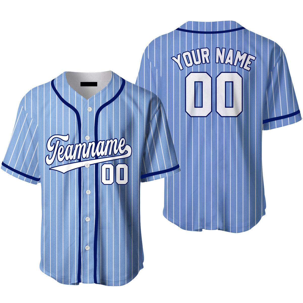 Custom Blue White Pinstripe White Blue Baseball Jerseys For Men & Women