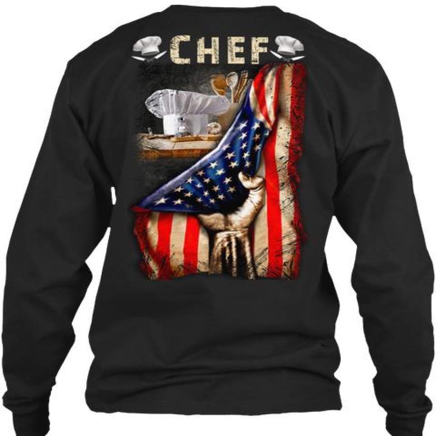 Chef Usa Flag Custom Design Unisex Long Sleeve