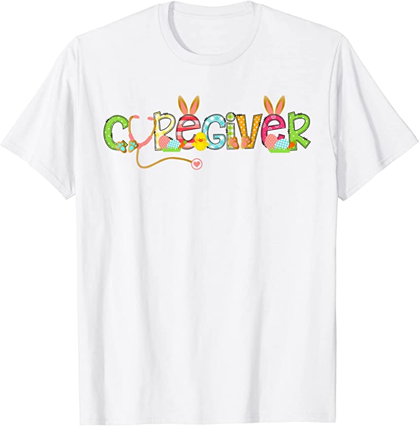 Cute Easter Caregiver Nurse RN Bunny Ears Happy Easter Eggs T-Shirt