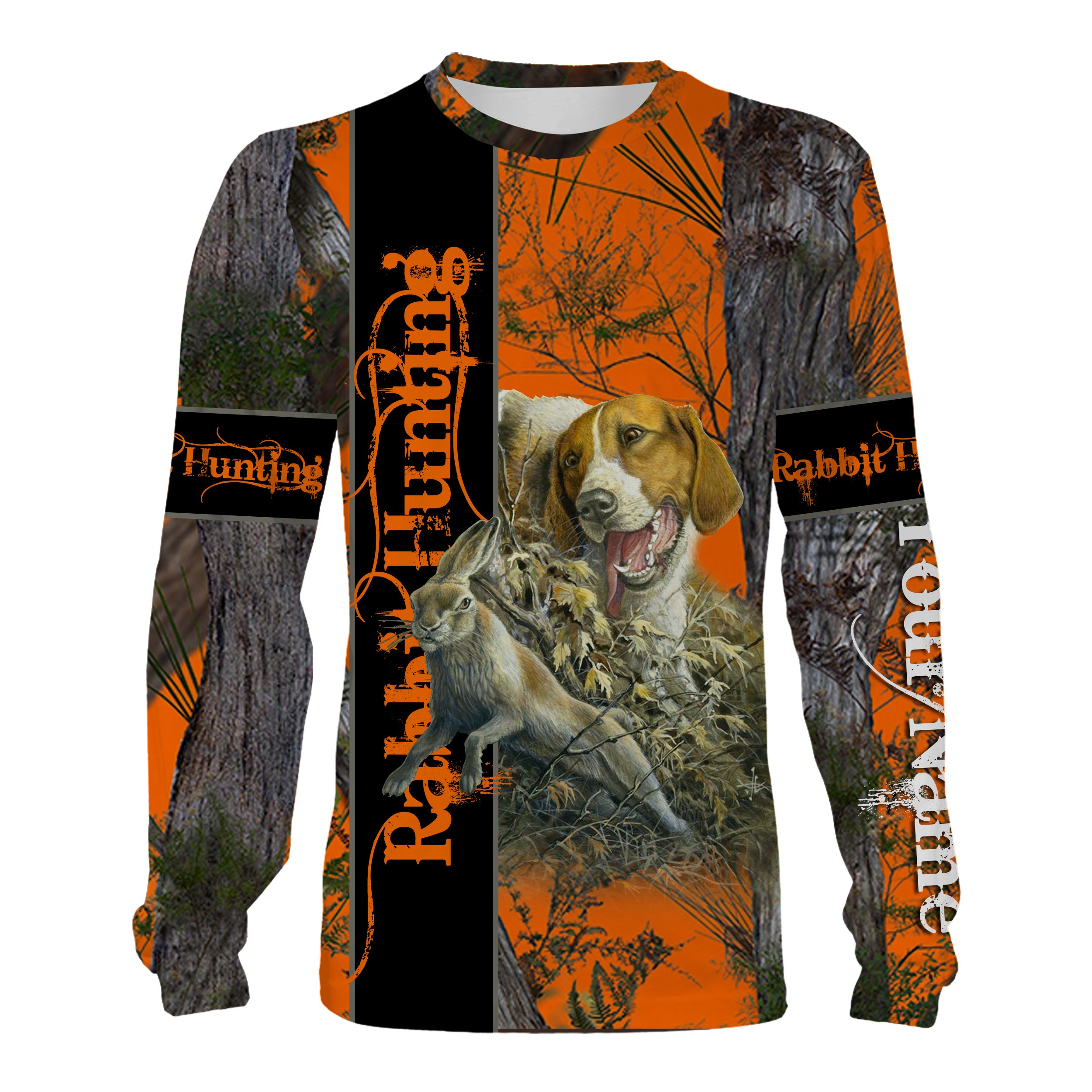 Rabbit hunting with beagles orange muddy camo rabbit hunting dogs Customize Name 3D All Over Printed Shirts Personalized gifts for rabbit hunter Chipteeamz NQS1431