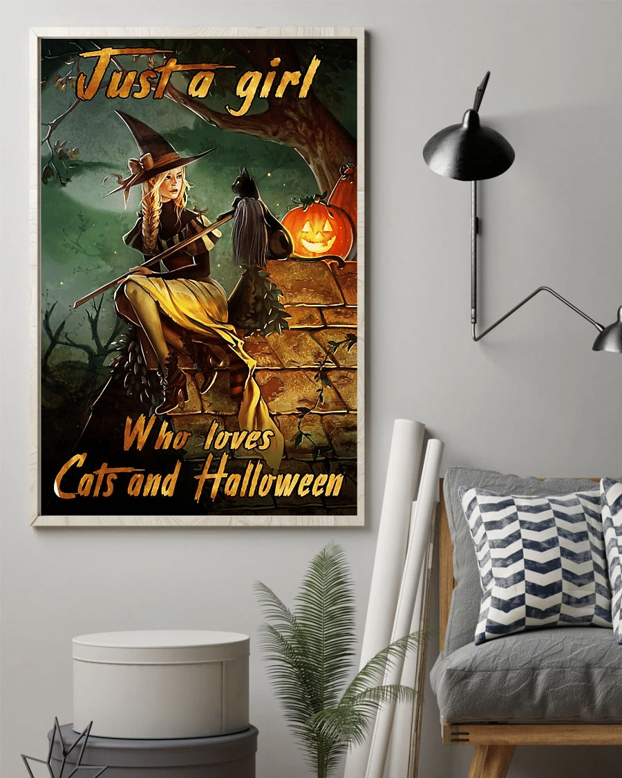 Cats And Halloween Loves Poster Canvas – Vintage Home Decor Wall Art Evg80486