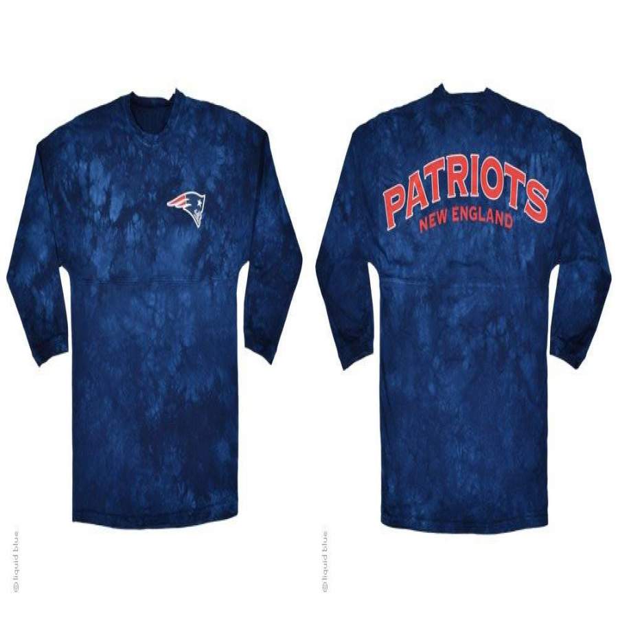 New England Patriots Logo Tie Dye Sweeper Long Sleeve Oversized Top Shirt Jersey