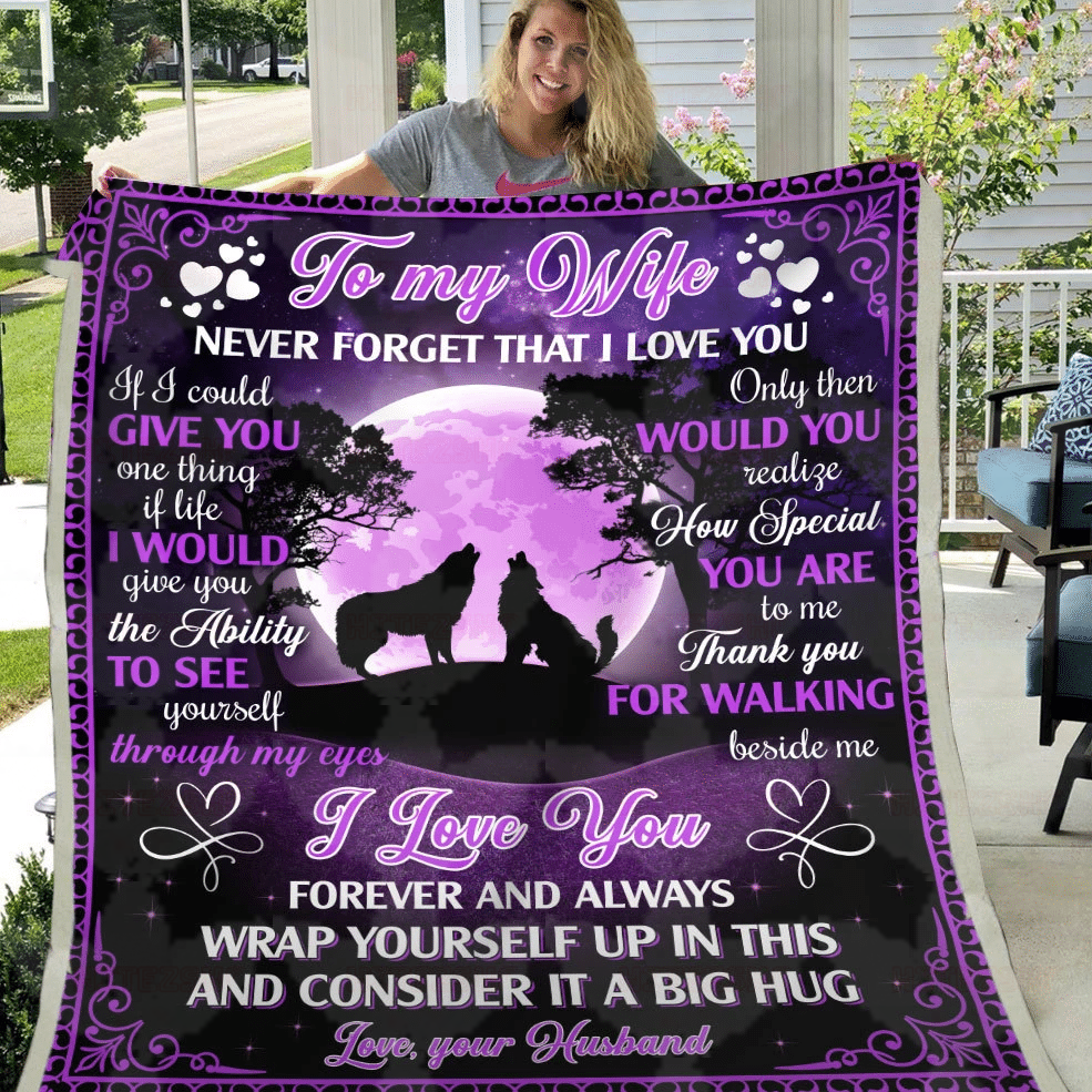 Woft Husband To My Wife Sherpa Blanket Never Forget I Love You – Valentines Day Gifts – Valentine Gift For Wife – Blanket Valentine For Wife