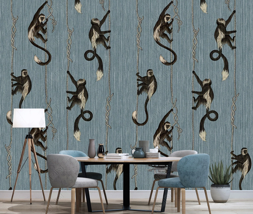 3D Hand Drawn Animal Monkey Wall Mural Wallpaper Lqh 235