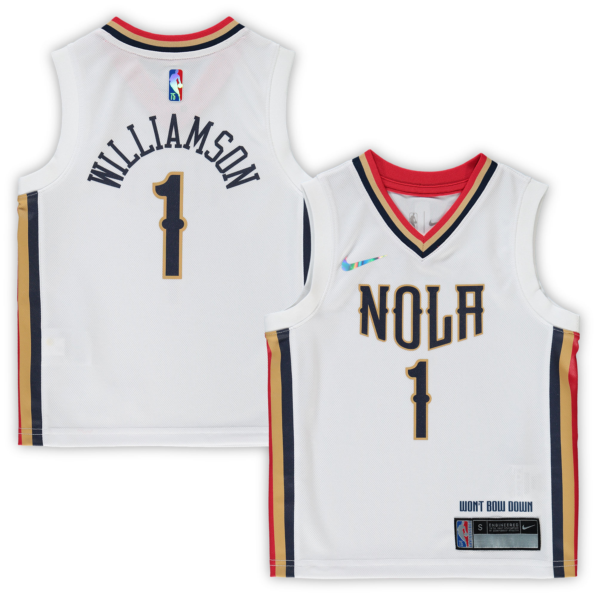 Zion Williamson New Orleans Pelicans Preschool Logo 2021/22 City Edition Replica Jersey – White NBA