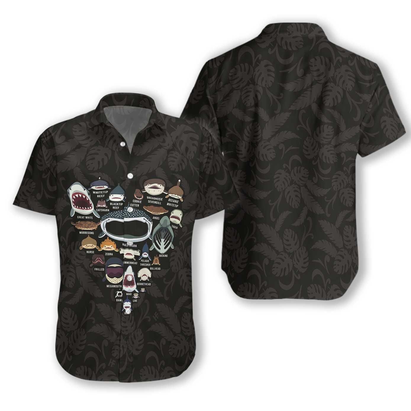 Beach Shirt Felacia [Hawaii Shirt] Shark Heart -Zh5343