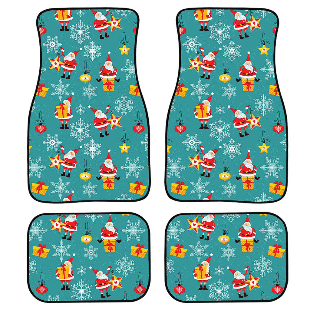 Christmas Santa Gift Pattern Print Front And Back Car Floor Mats, Front Car Mat