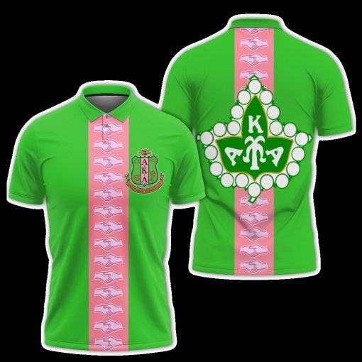 Alpha Kappa Alpha Hand Sign Green Neon Polo Shirt