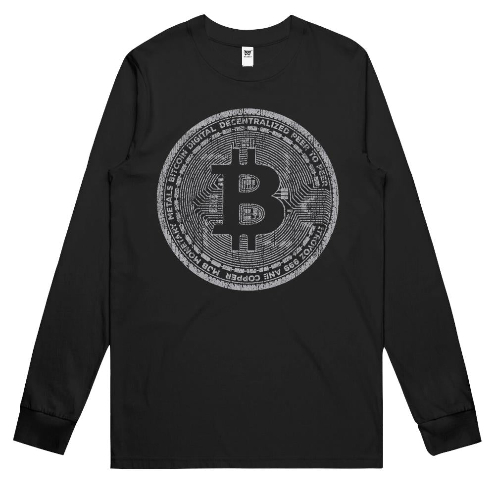 Bitcoin Coin Hoodie Distressed – Crypto – Satoshi Nakamoto Long Sleeve T Shirts