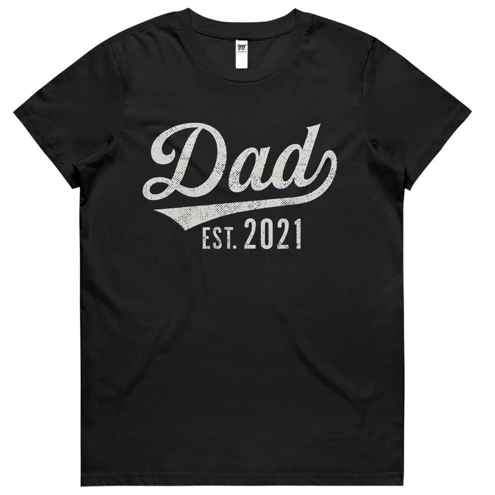 Vintage Mens Tee For Dad Est. 2021 Retro Sporty With Baseball Logo Style Father’s Day Daddy Choice Womens Tshirts