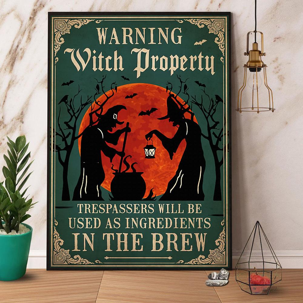 Witch Warning Witch Property Halloween Canvas And Poster, Canvas Prints, My Poster Wall, Canvas Wall Art, Wall Decor Visual Art, Halloween Gift, Happy Halloween