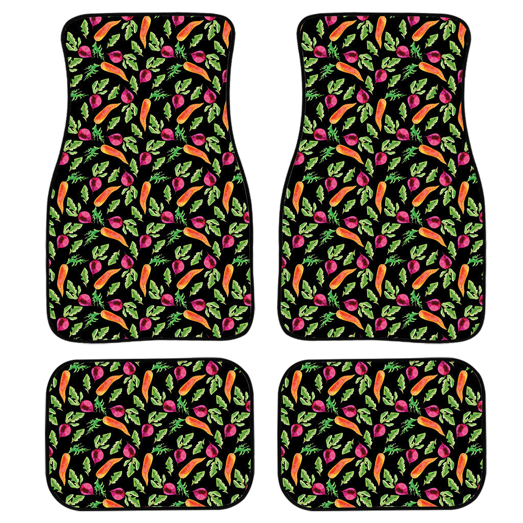 Watercolor Carrot And Radish Print Front And Back Car Floor Mats, Front Car Mat