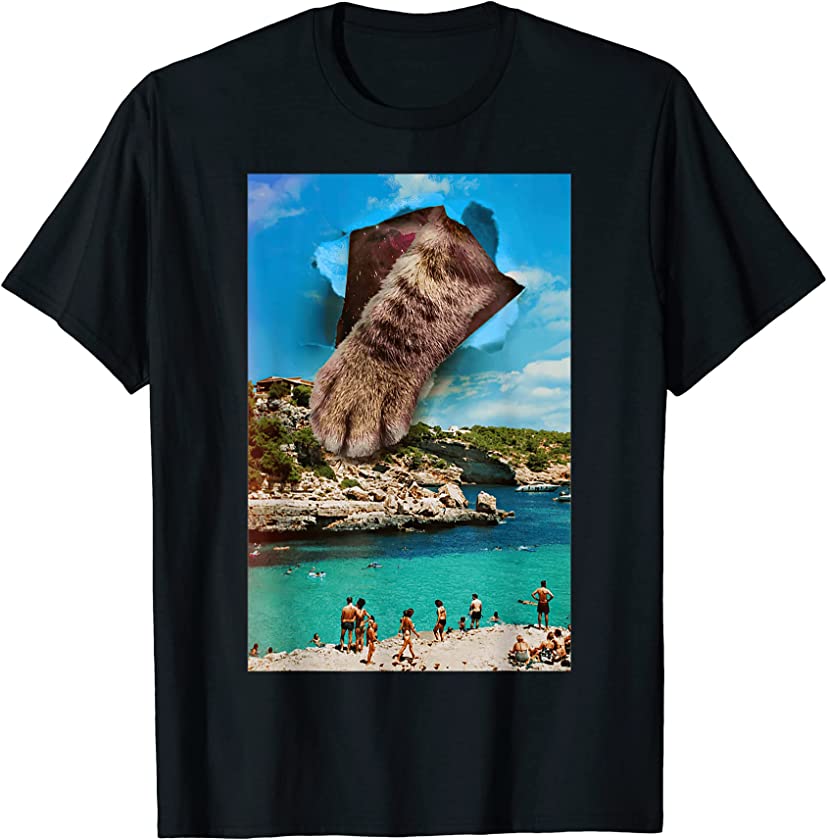 Meowmi Beach Surfing Cat Retro Ocean Kitten Coast T-Shirt