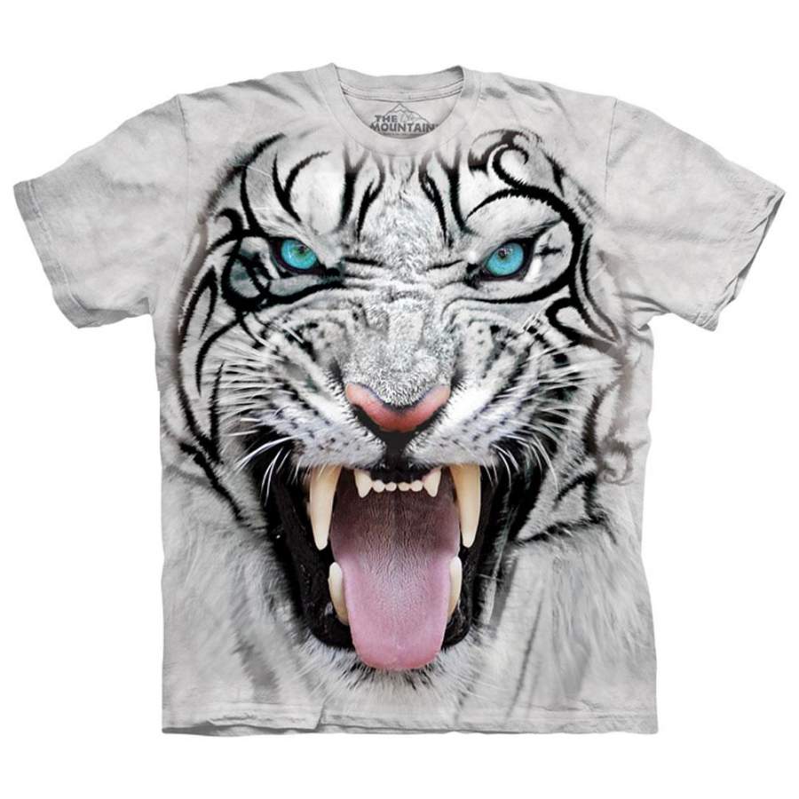 Big Face Tribal White Tiger T-shirt