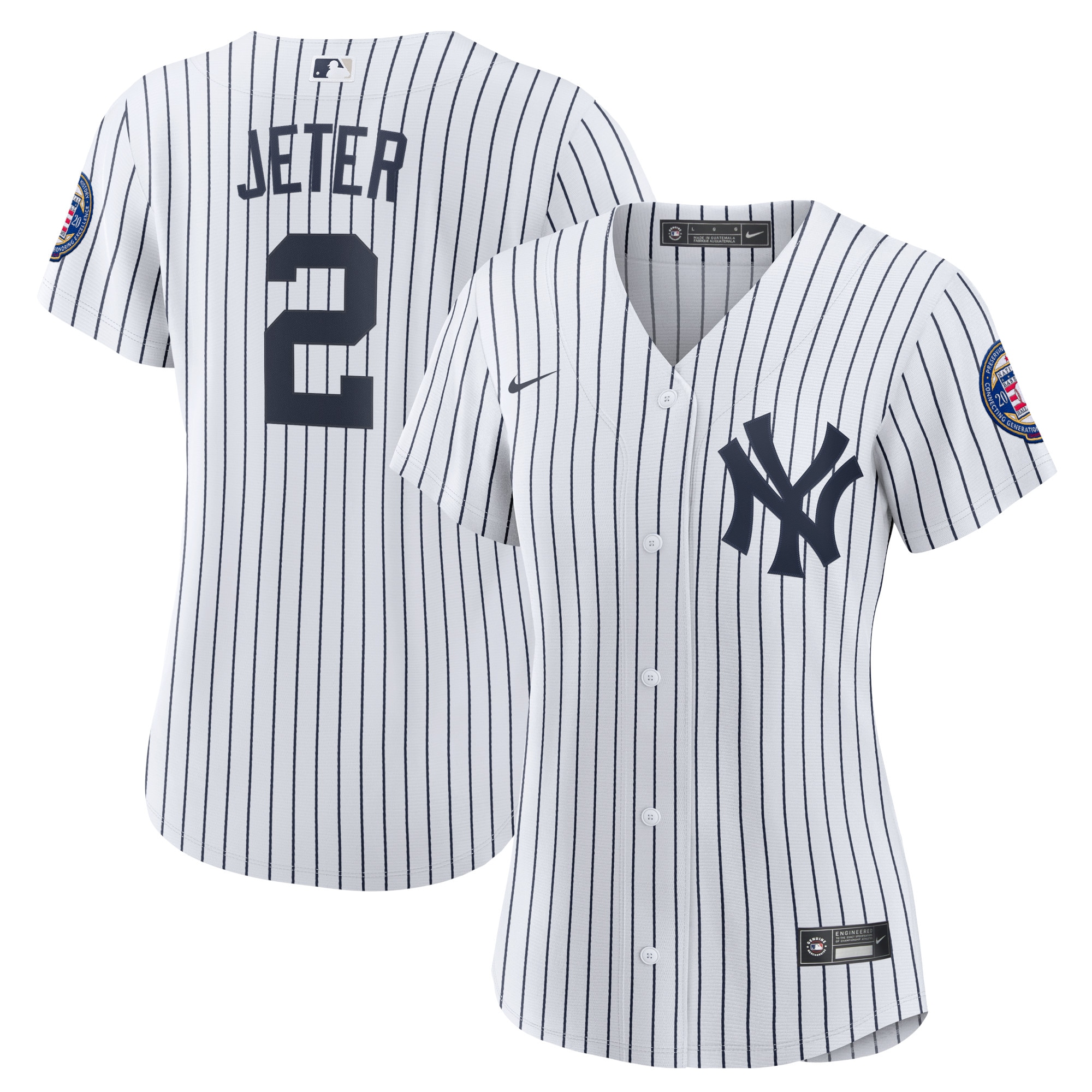 Derek Jeter New York Yankees Women's 2020 Hall of Fame Induction Home Replica Player Name Jersey – White/Navy