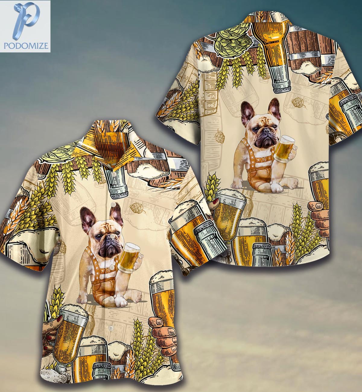 Frenchie Beer Lover All Over Printed Hawaii Shirt Size S Ha109005