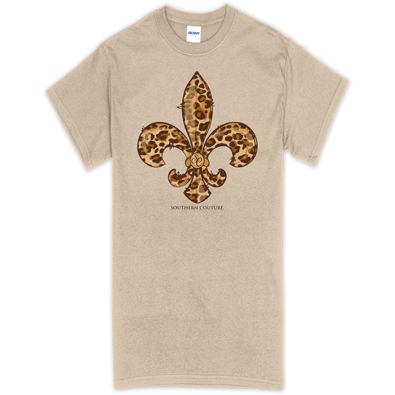 Southern Couture Leopard Fleur De Lis Soft T-Shirt