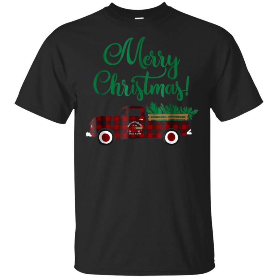 Buffalo Plaid Vintage Pickup Truck Christmas T-Shirt