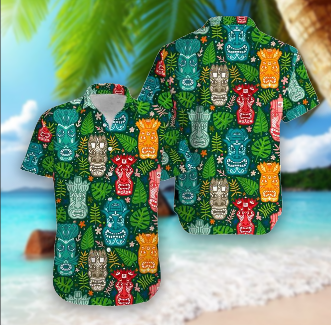 Tiki Tropical Green Aloha Hawaiian Shirt – For Men And Women