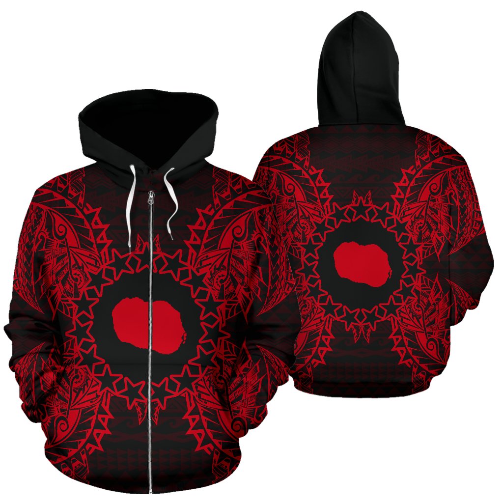 Cook Islands Polynesian All Over Zip Up Hoodie Map Red – Pacific Print Hoodie