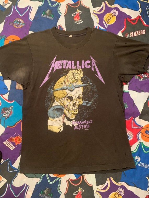 1990S Pushead Vintage Metellica Shirt Damaged Justice Shirt