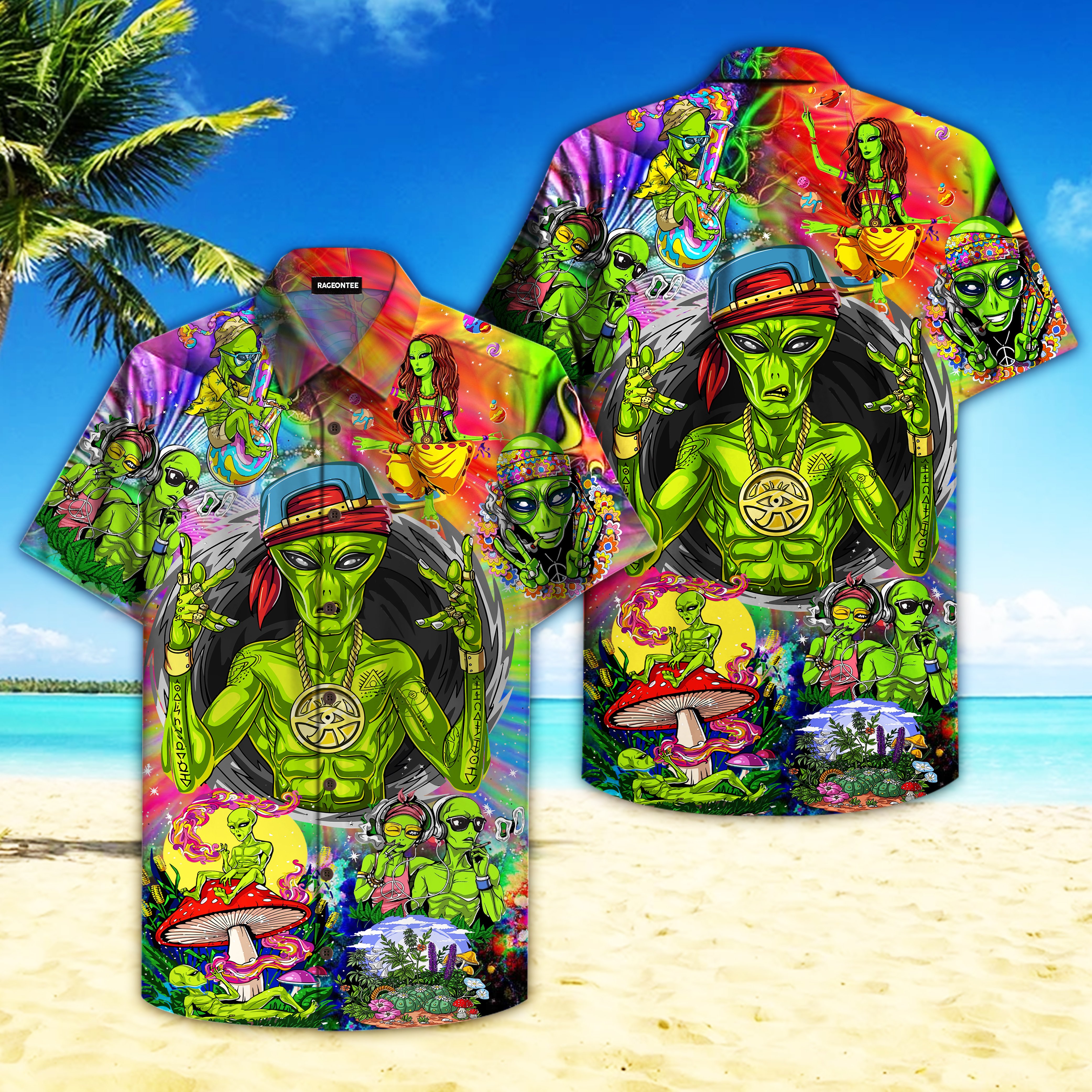 Alien Hippie Hawaiian Shirt | For Men & Women | Adult | Hw4717