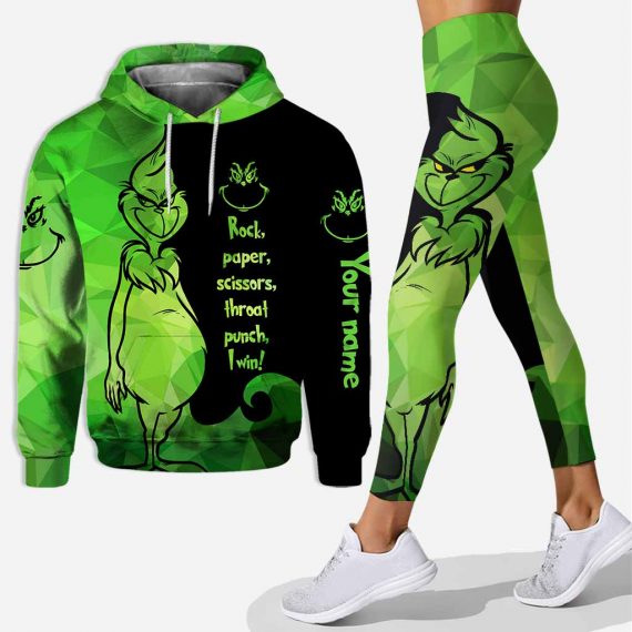 Gift For Grinch Lover Christmas Gift Rock Paper Scissors I Win – Personalized Hoodie And Leggings Hg