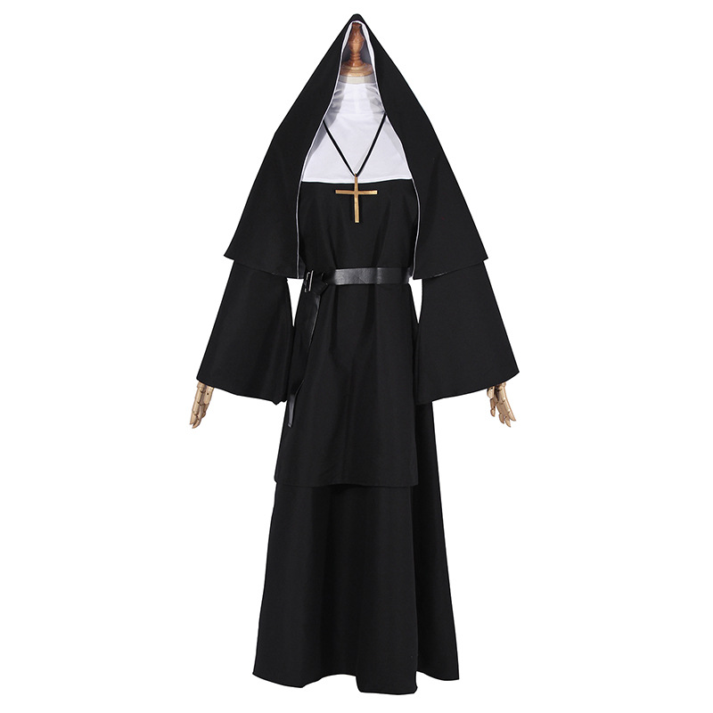 Adult Women The Nun Halloween Cosplay Costume Sister Irene Black White Cosplay Clothing alx