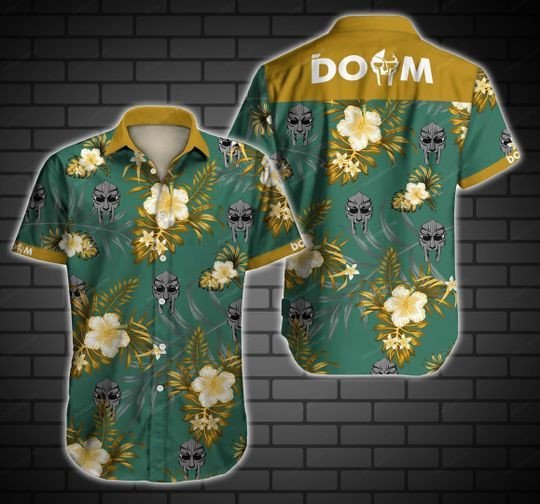 Doom Hawaii Graphic Print Short Sleeve Hawaii Casual Shirt Ha65315