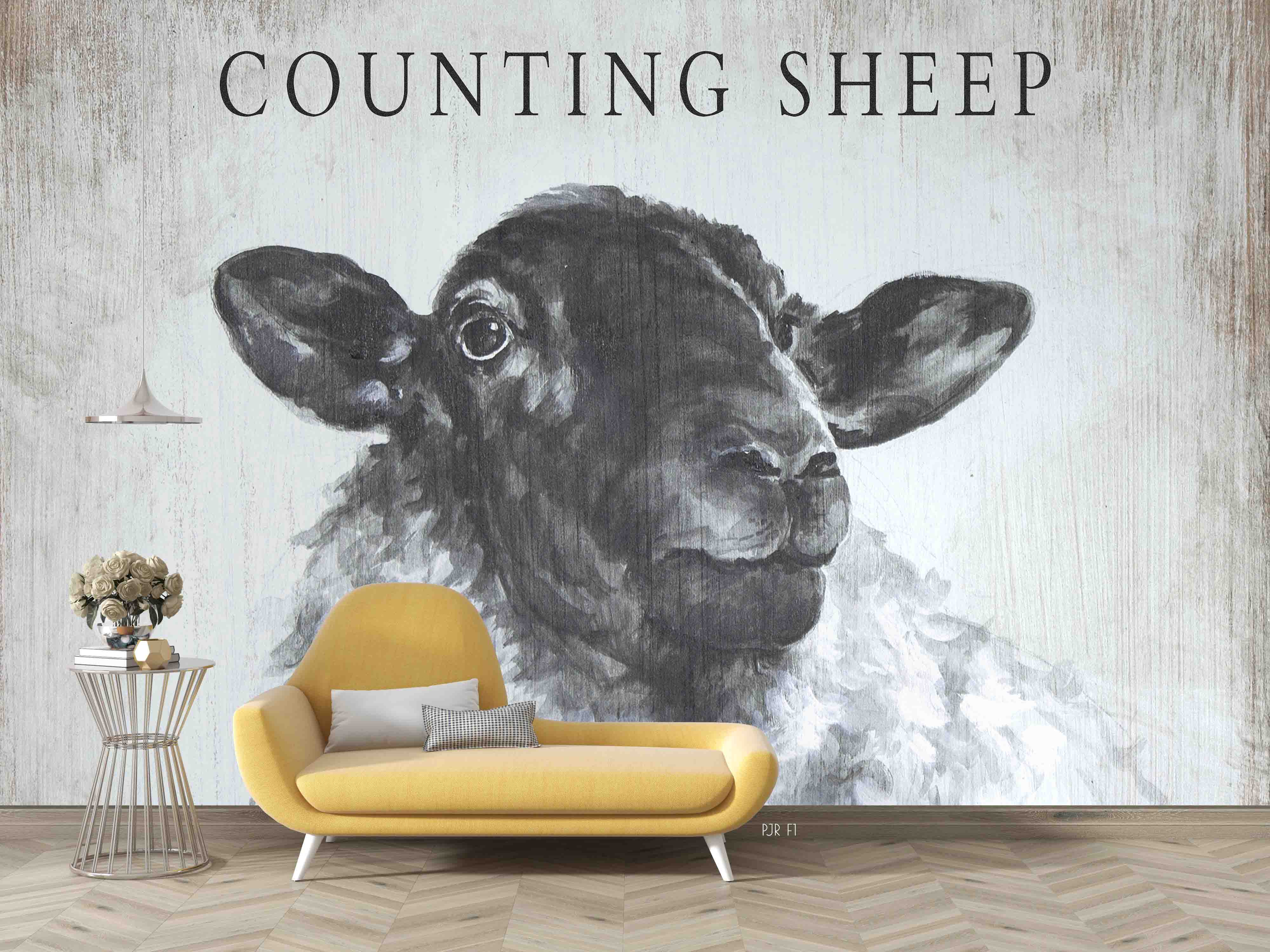 3D Animal Counting Sheep Wall Mural Wallpaper Wj 2047