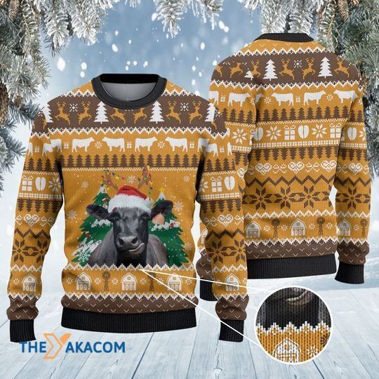 Black Angus Cattle Lovers Christmas On The Farm Awesome Gift For Christmas Ugly Christmas Sweater