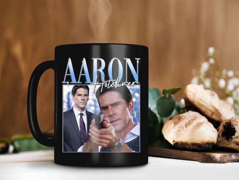 Black Mug Vintage Retro Aaron Hotch Hotchner Mug FBI Agents Mug Criminal Minds TV Series Mug Thomas Gibson Premium Sublime Ceramic Coffee Mug H99