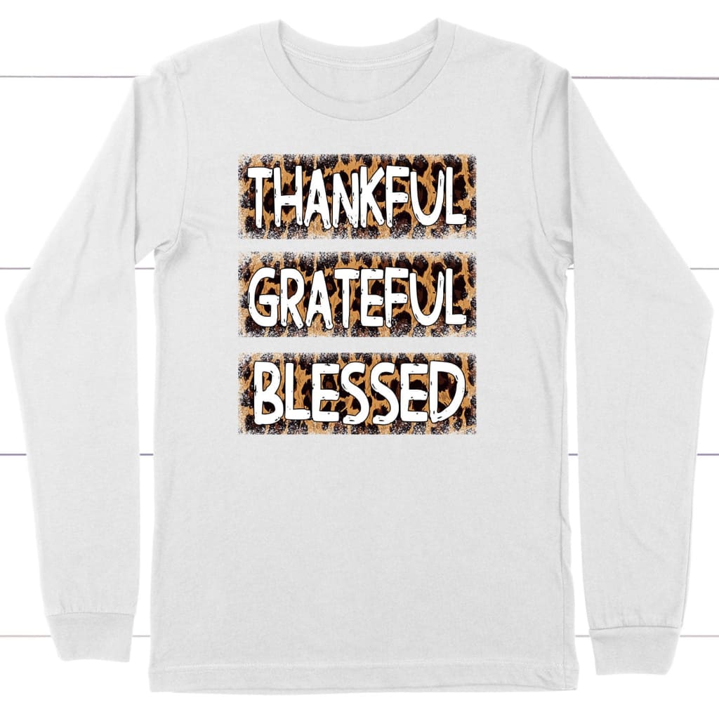 Thankful Grateful Blessed Leopard Long Sleeve Shirt