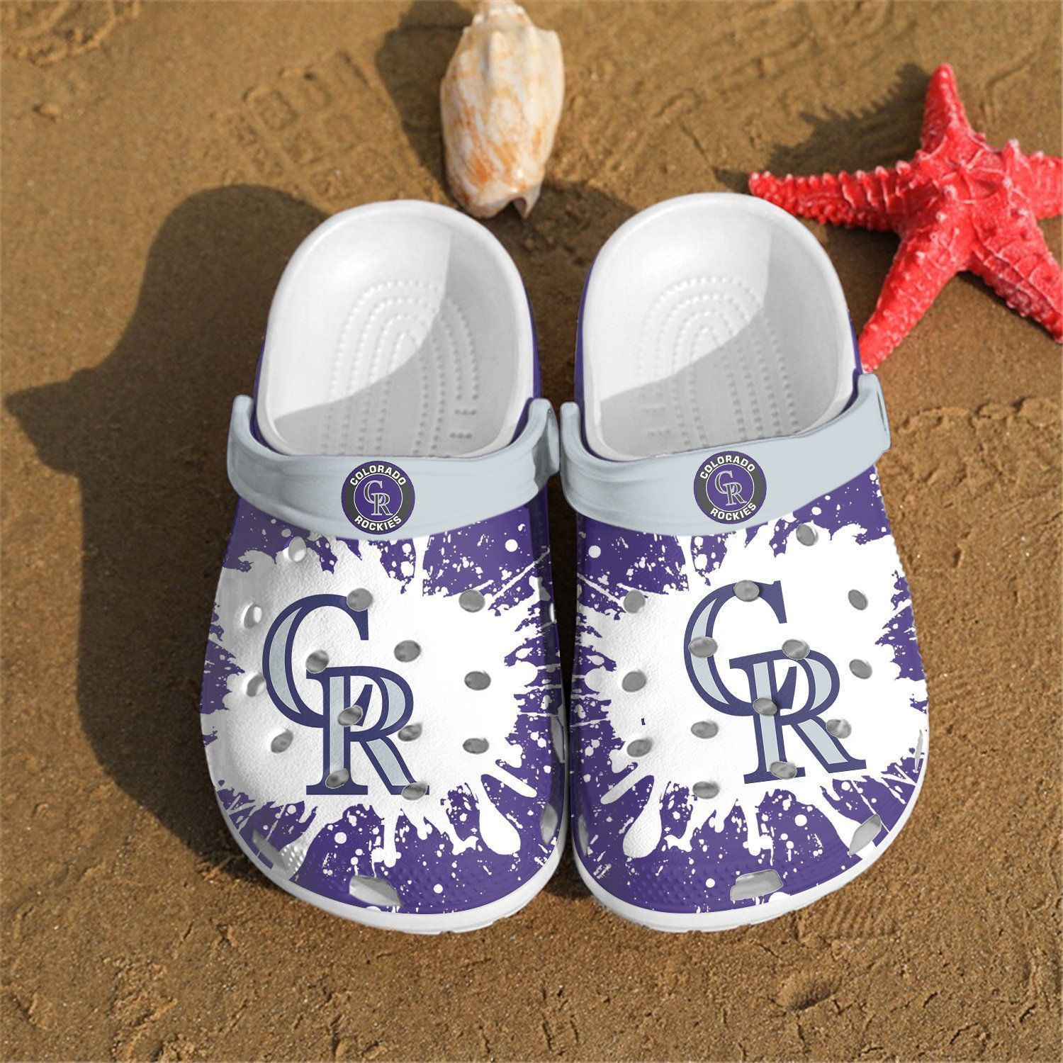 Colorado Rockies Clogs Clogband Clog Comfortable Water Shoes In Purple White