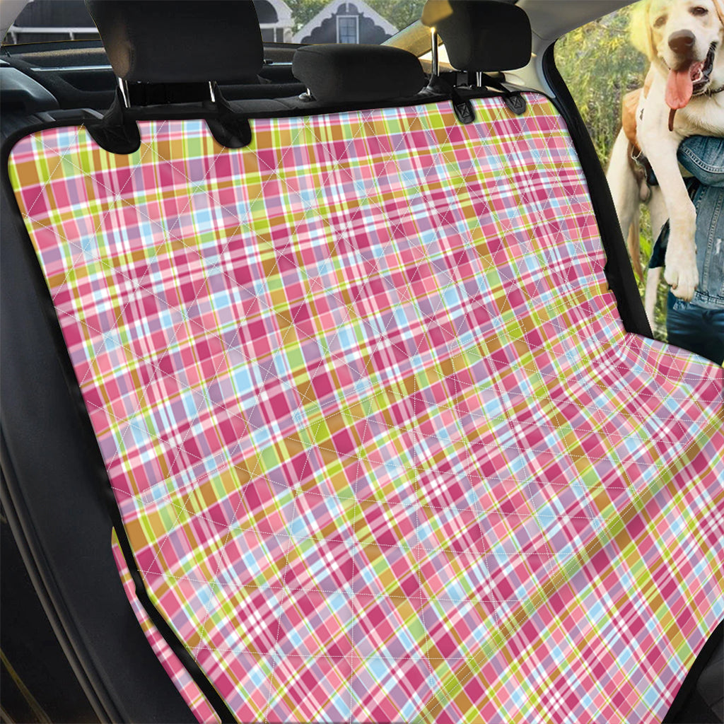 Cotton Candy Pastel Plaid Pattern Print Pet Car Back Seat Cover