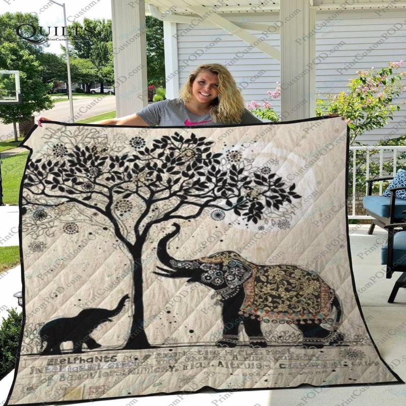 Black Elephant Quilt Blanket