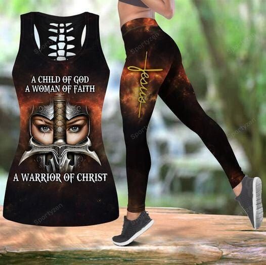 Jesus As Strong As I Am A Warrior Of Christ Hollow Tank Top – Leggings 3D #Dh
