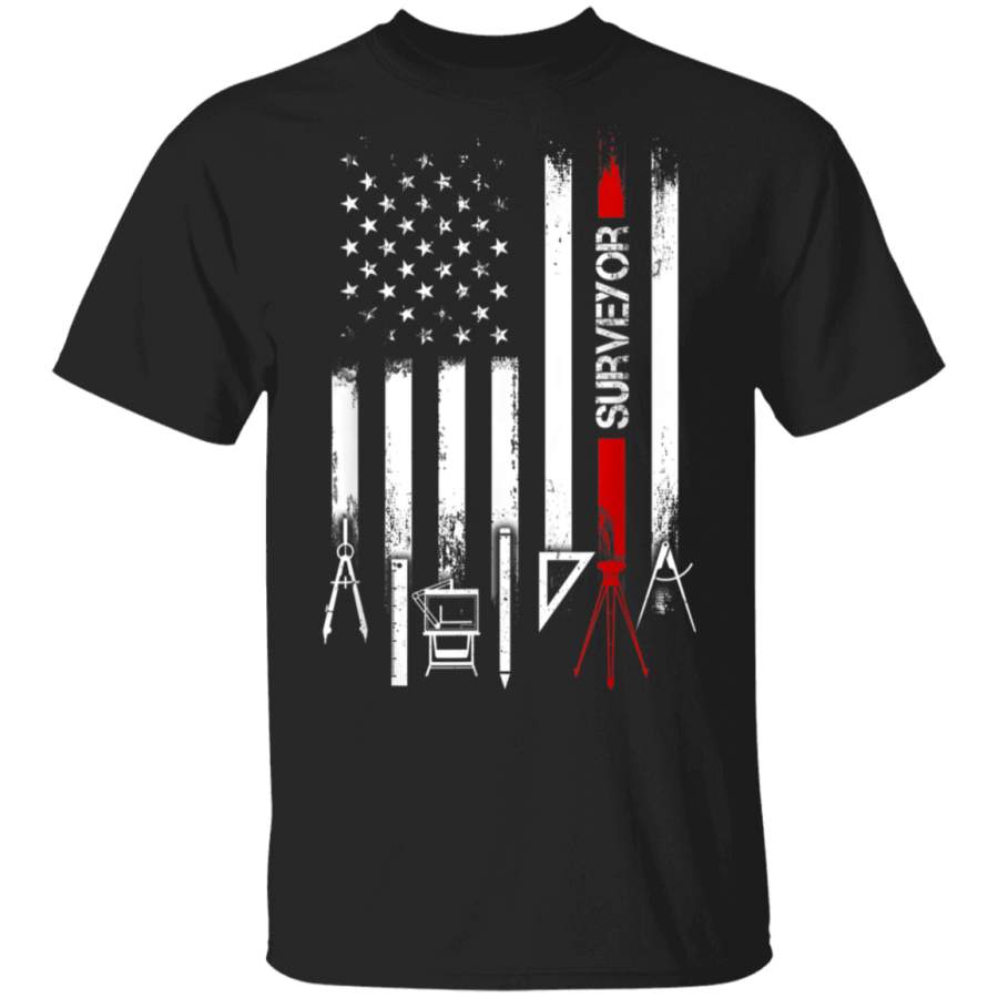 American Flag with Surveyor Tshirt for women men father