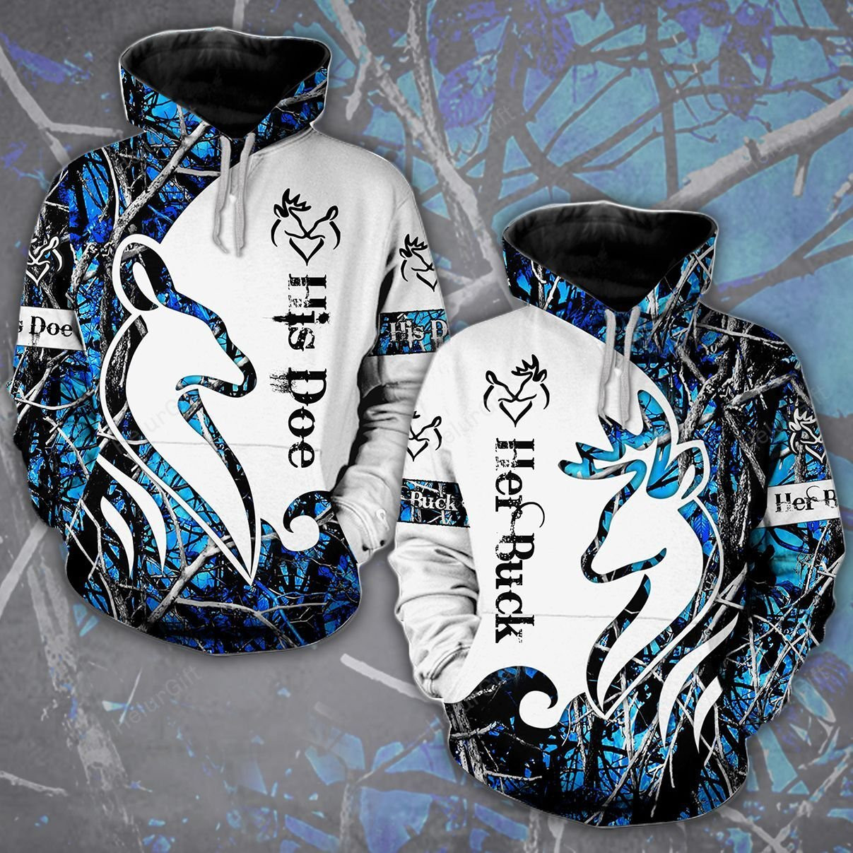 Buck N Doe Deer Hunting Safe And Wild Hoodie Combo Blue